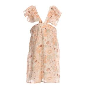 CHLOE GIRLS Floral V-Neck Dress with Ruffle Sleeves